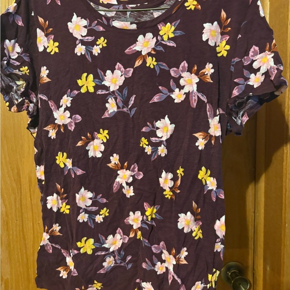 PINK Victoria's Secret Tops - PINK Victoria's Secret Floral Top - Purple and Yellow